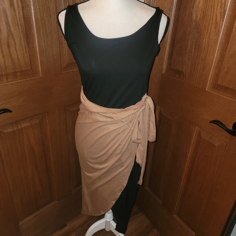 Brown and Black Tie Dress